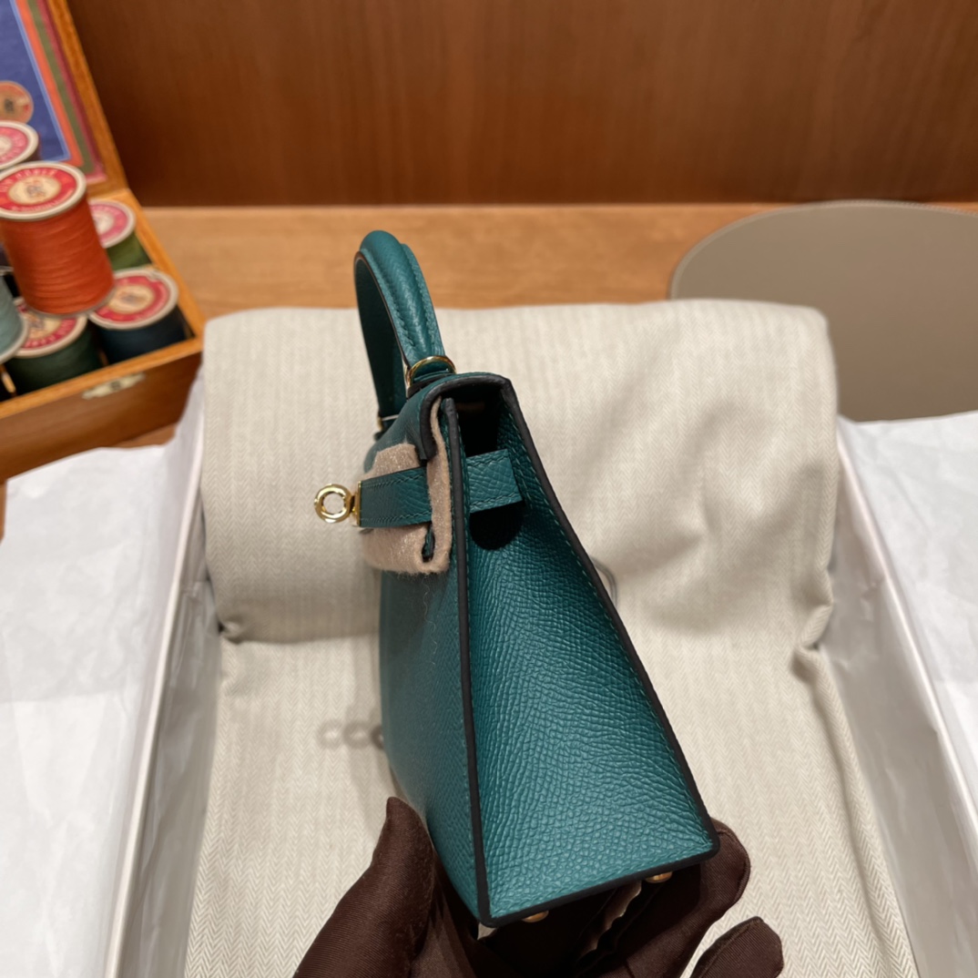 에르메스 미니 켈리백19 그린 금장 앱송